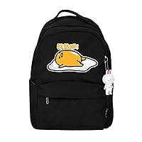 Gudetama Anime Backpack with Rabbit Pendant Women Rucksack Casual Daypack Bag Black / 2