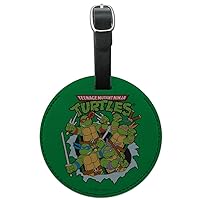 Ninja Turtles Group Retro Round Leather Luggage Card ID Tag