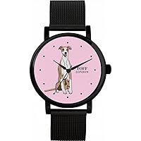 Beige Whippet Dog Watch Ladies 38mm Case 3atm Water Resistant Custom Designed Quartz Movement Luxury Fashionable
