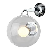 MAMEI Modern Chrome Finish Clear Glass Wall Sconce Light Fixtures with 10 Inch Lamp Shade