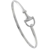 Sterling Silver Snaffle Bit Bracelet Bangle Hook & Eye Catch 1/2 inch Wide, 7 1/2 inch Long