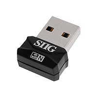 SIIG JU-WR0112-S2 Wireless, N Mini USB Wi-Fi Network Adapter, 802.11 B/G/N, Black