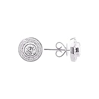 *RYLOS Round Halo Diamond Stud Earrings in 14K White Gold