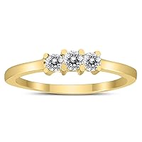 AGS Certified 1/4 Carat TW Three Stone Diamond Ring in 10K Yellow Gold