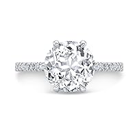 Siyaa Gems 3 CT Round Diamond Moissanite Engagement Rings Wedding Rings Eternity Band Solitaire Halo Hidden Prong Silver Jewelry Anniversary Promise Ring