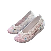 Pearls Embroidered Autumn Winter Women Cotton Fabric Platform Flats Elegant Ladies Sneakers Comfortable Shoes White 5