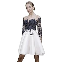 Women's Scoop Neck Lace Homecoming Dress Applique Short Prom Gown Dress