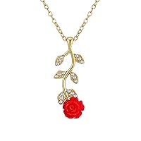 2022 Rose Flower Pendant Necklace Chain Flower Clavicle Necklaces & Pendants
