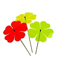Double Blossom Set of 3 Large Decorative Garden Stake 75cm,29.5 inch high Outdoor Yard Accessory Gift for Gardener, Colour:red/Yellow/Green (3) TR
