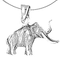 Gold 3-D Elephant Necklace | 14K White Gold 3D Elephant Pendant with 16