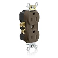 Leviton TCR15 Side Wired Commercial Spec Grade Tamper Resistant Duplex Receptacle, 15-Amp, 125-volt, Brown