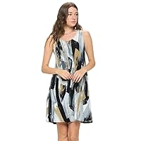 Jostar Women's Plus Size Dress – Sleeveless Print Tank Basic Stretch Casual Swing Flowy T Shirt One Piece 7003BN-TXP1-W379-GRY 3X