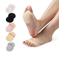 Soft Forefoot Pads 5 Pairs Honeycomb Fabric Metatarsal Pads Reusable Ball of Foot Cushion Pads Non-Slip Toe Topper Liner Socks Toe Separators for Heels Pain Relief