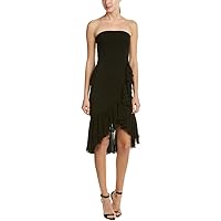Women's Strapless Ruffle Dress, Black, 12