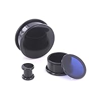 Painful Pleasures Box Plugs Black Acrylic Threaded Hollow Center STASH 4mm - 48mm - Price Per 1-16mm ~ 5/8