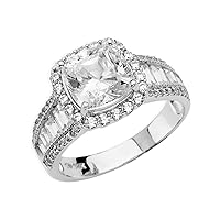 14k White Gold CZ Cubic Zirconia Simulated Diamond Engagement Ring Jewelry for Women - Ring Size Options: 5 7