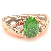 Men's Designer Peridot Diamond Ring In Solid 14k Rose Gold