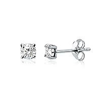 B. BRILLIANT Sterling Silver 1/4-1/2 Carat Lab Grown Diamond 3mm Round Solitaire Stud Earrings