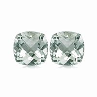 2.36-3.29 Cts of AA 7 mm Cushion Checker Board Green Amethyst Matched Pair (2 pcs) Loose Gemstones