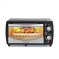 Holstein Housewares 4 Slice Countertop Toaster Oven with 60 Minute Timer Includes Pan and Wire Rack, Perfect for Baking, Broiling, and Toasting Compact Design in Sleek Black for Convenient Kitchen Use