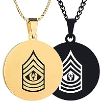 2PCS Solid Steel Engraved E 9 Command Sergeant Marjor Rank Us Army Csm Or 91 Mens Womens Pendant Necklace Chain