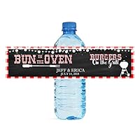 100 Bun in The Oven Burgers On The Grill Baby Shower BBQ Baby Q Water Bottle Labels Easy to Use