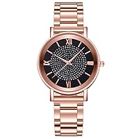 Rose Gold Watch for Women, Casual Gypsophila Watch, Ladies Sun Pattern Stainless Steel Band Roman Scale Quartz Wrist Watch, Gift for Mother, Wife and Friends