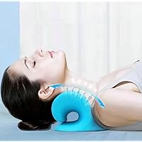 Neck Stretcher for Neck Pain, Neck and Shoulder Relaxer, The Ultimate Neck Stretcher and Chiropractic Pillow for TMJ Pain Relief and Cervical Spine Alignment. (Blue)