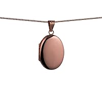 British Jewellery Workshops 9ct Rose Gold 27x20mm oval plain Locket with a 1mm wide curb Chain