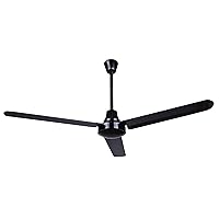 Canarm CP56D10N High Performance Industrial DC Ceiling Fan, 56-Inch - Sleek Black, Downrod Mount, Ideal for Large Spaces in Commercial & Residential Settings