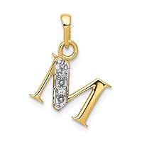 14k Gold Polished .01ct Diamond Letter Name Personalized Monogram Initial Charm Pendant Necklace Jewelry for Women in White Gold Yellow Gold Choice of Initials and Variety of Options