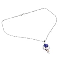 NOVICA HandmadeLapis Lazuli Citrine Pendant Necklace .925 Sterling Silver Yellow India Birthstone 'Glory in Blue'