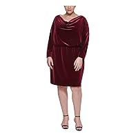 Jessica Howard Womens Plus Velvet Cowl Neck Cocktail and Party Dress