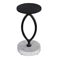 Bare Decor Aztec Accent Table in Metal with White Heavy Marble Base, Black