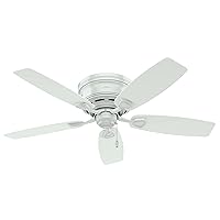 Hunter Fan Company, 53119, 48 inch Sea Wind White Low Profile Indoor / Outdoor Ceiling Fan and Pull Chain