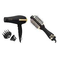 Hot Tools Pro Signature Ionic Ceramic Hair Dryer | Lightweight with Professional Blowout Results & Hot Tools 24K Gold One-Step Hair Dryer and Volumizer | Style and Dry, Professional Blowout with Ease