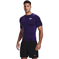 Men's Armour HeatGear Compression Short-Sleeve T-Shirt , Purple (500)/White, Medium Tall