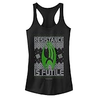 Fifth Sun Women's Star Trek: The Next Generation Resistance to Xmas Junior's Racerback Tank Top