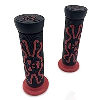 HTTMT XH4089-RED-22 Skull Grips Red Quad ATV (7/8 Inches Both Side)