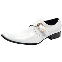 Men's Loafers Pointed Toe Slip-On Metal Tip Slippers Buttons Novelty Casual Party Ballroom Business Wedding Leather Shoes