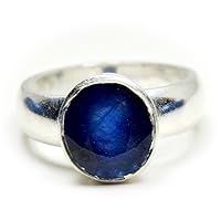 Natural Blue Sapphire Silver Ring for Men 6 Carat Oval Birthstone Size 4,5,6,7,8,9,10,11,12,13