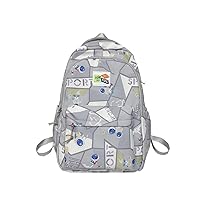 Cute Backpack for Women, Kawaii Y2K Grunge Plaid Preppy Harajuku Hiking Travel Aesthetic Rusksack Daypack (grey)
