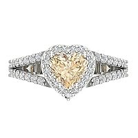 Clara Pucci 1.69ct Heart Cut Solitaire Halo split shank Morganite Proposal Designer Wedding Anniversary Bridal ring 14k White Gold