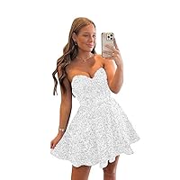 Women's Sparkly Short Homecoming Dresses for Teens Sequin Prom Cocktail Gown with Pockets