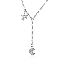 S925 Sterling Silver Star And Moon Necklace