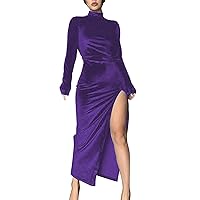Women's Retro V Neck Wrap Velvet Maxi Dress Plus Size Semi Formal Flowy Bridesmaid Dress Holiday New Years Eve Dress