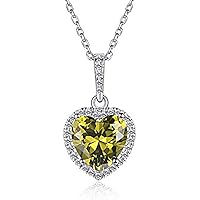 Romantic Valentine's Day Special Heart Shaped Peridot & CZ Diamond Lovely Pendant Necklace Fashion Jewelry for Women's Teen Girls