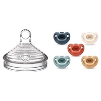 NUK 2 Pack Slow Flow Baby Bottle Nipples and 5 Count 0-6 Months Pacifiers Bundle