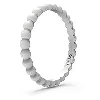 Enso Rings Stackable Beaded Silicone Wedding Ring – Hypoallergenic Unisex Stackable Wedding Band – Comfortable Minimalist Band – 2.5mm Wide, 8mm Thick