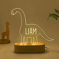 Dinosaur Personalized Name Night Light Christmas Gift for Kids Light Up Sign